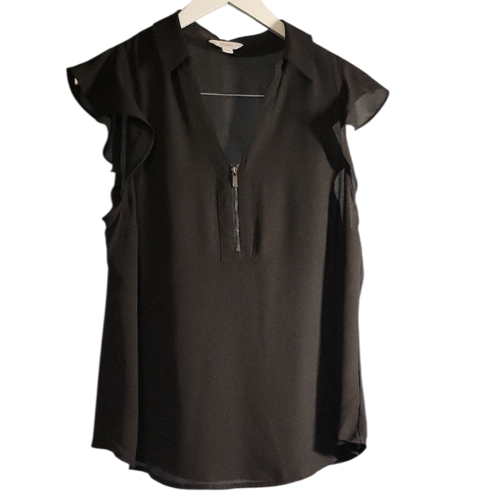 Candie's Black Ruffled Cap Sleeve Blouse